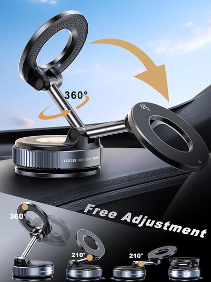 Magnetic Vacuum Suction Phone Holder, 360° Swivel