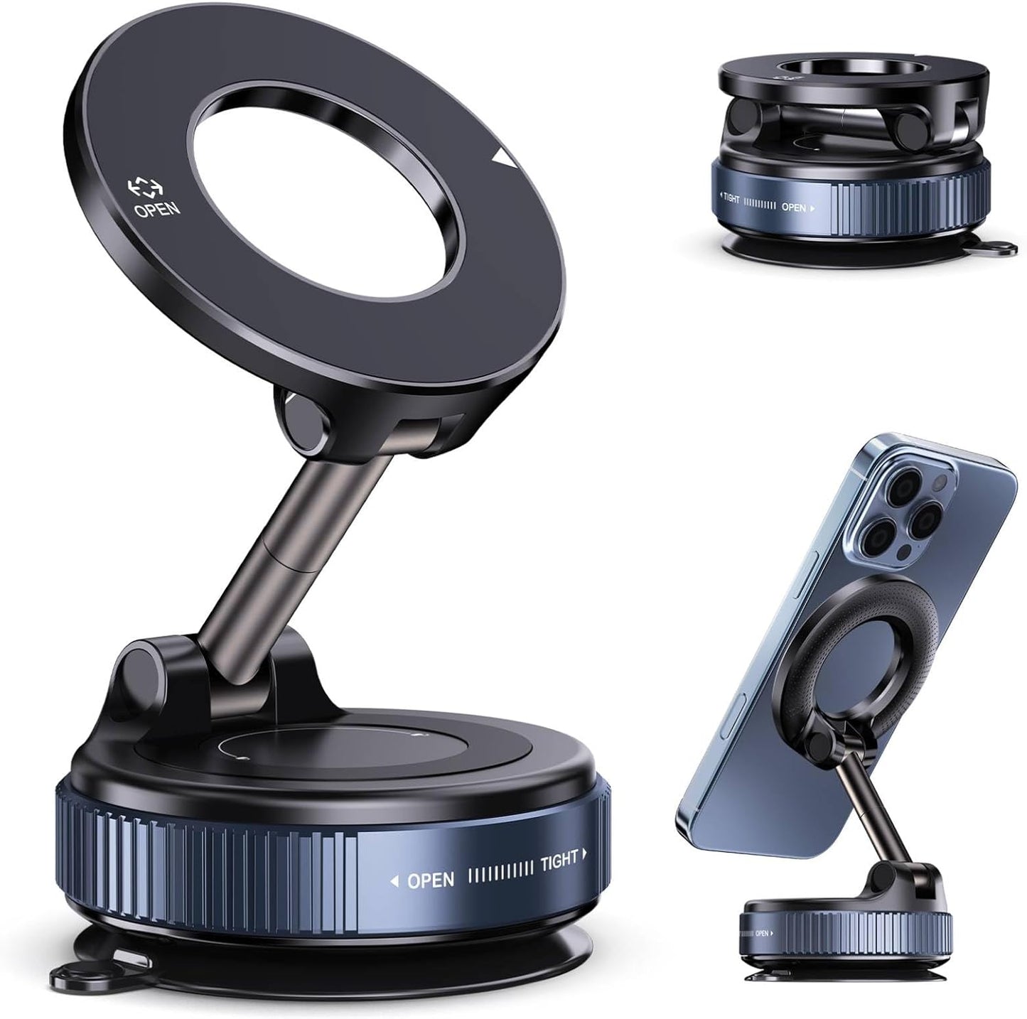 Magnetic Vacuum Suction Phone Holder, 360° Swivel