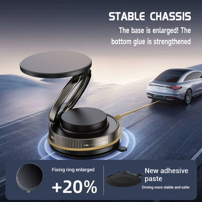 Folding Magnetic Phone Holder, Vacuum Suction, 360°