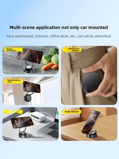 Folding Magnetic Phone Holder, Vacuum Suction, 360°